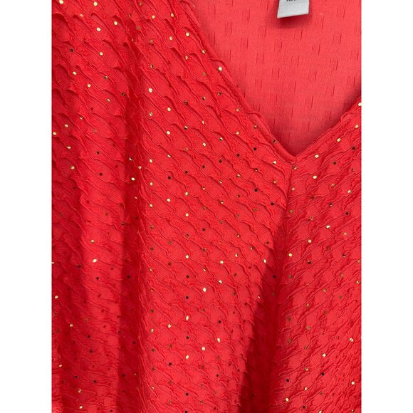 Catherines V-Neck Tunic With Gold Accents Short Sleeves Womens Size 3X - Picture 2 of 8